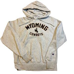 Wyoming Cowboys Hoodie Size Small Champion Reverse Weave Grey Pullover y2k